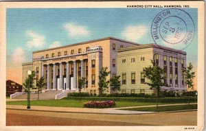 Hammond IN-Indiana, City Hall Building, c1955 Vintage Souvenir Postcard - Picture 1 of 2