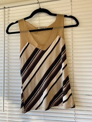 sharagano paris camiseta sin mangas transparente rayas marrones pequeña Foto 1 de 4