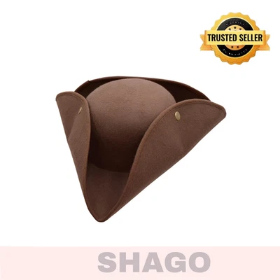 Sombrero Pirata Tricornio Marrón - Accesorio Disfraz Fiesta Bucanero Colonial para Adultos Foto 1 de 4