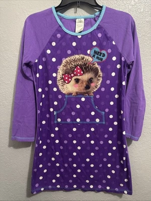 Nightgown Fleece Slumber Party Porcupine 紫色女孩 XL 码 14/16 — 第 1/3 张图片