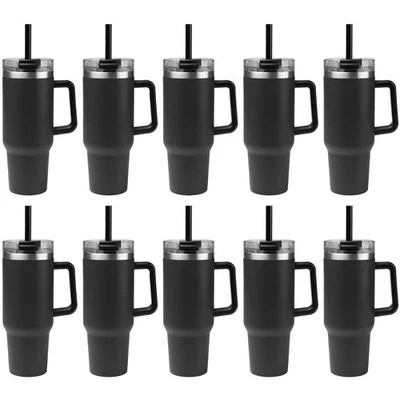 10 Ct of 40 Oz Intrepid Stainless Steel Tumbler with Lid, Straw & Handle – Bl... - Image 1 of 4