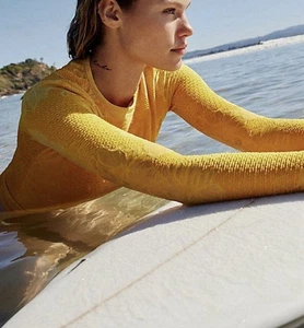 Seea Palomar Crop Top Rash-guard in yellow size XS NWT #12 - Picture 1 of 3