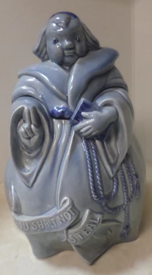 Vintage Red Wing Pottery BLUE Friar Tuck Cookie Jar  1940's - Image 1 of 4