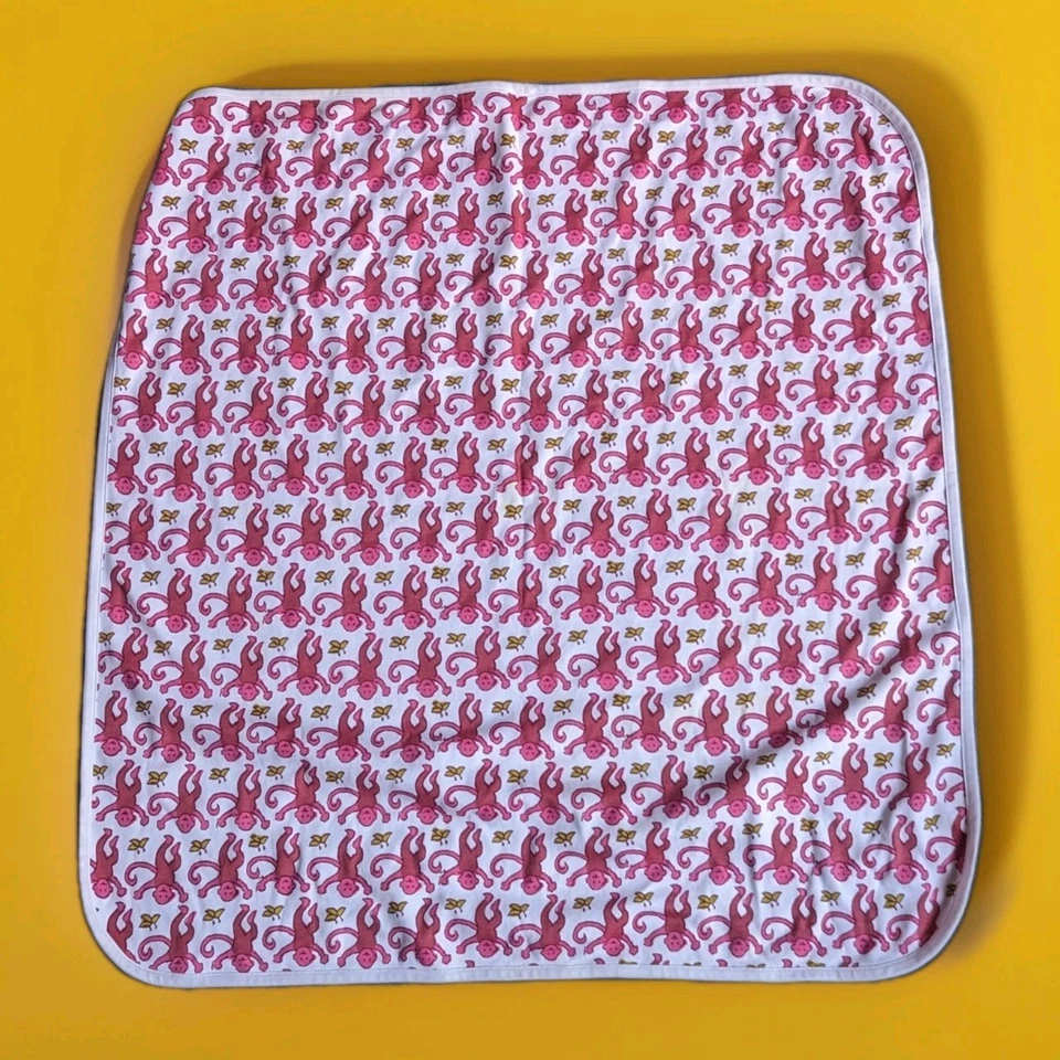 Manta de recepción Roller Rabbit Pink Monkeys Lovey Foto 1 de 3