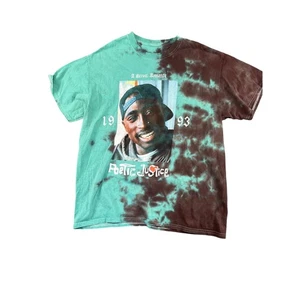 t-shirt uomo blu medio nero tie dye Tupac ottima  - Foto 1 di 8