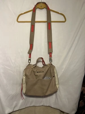 Steve Madden Caramel/Ivory Pebbled faux leather Hobo Purse Herringbone Lined  - Image 1 of 4