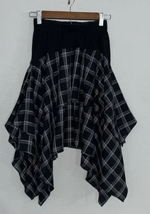 Eröffnungsfeier schwarz kariert Mix asymmetrischer Rock Gr. XS - Bild 1 von 6