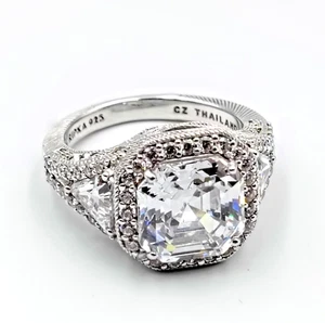 QVC Judith Ripka Sterling Silver 925 Clear CZ Cocktail Ring Size 7 - Picture 1 of 19