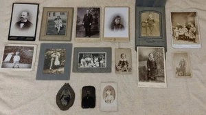 Vintage Antique Lot Of 14 Cabinet Cards & 2 Tin Types Adults & Children - Picture 1 of 21