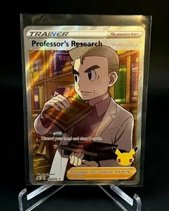 Pokemon Juego de Cartas Coleccionables Celebraciones Entrenador Investigación del Profesor Arte Completo Tarjeta Holo 024/025 - Imagen 1 de 1