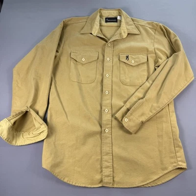 Рубашка коричневая мужская большая хаки с длинным рукавом на пуговицах охотничьи карманы винтажная - Изображение 1 из 4