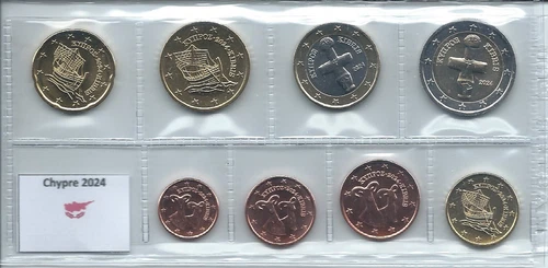 1x série UNC (8 pièces) 2€---1cent Chypre 2024 (neuves) sous pochette - Photo 1/1