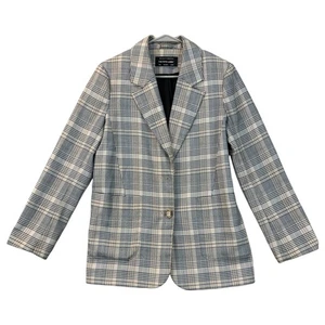 Prince of Wales Glen Check Plaid Womens Blazer Jacket Houndstooth Sz US 00 XXS - Picture 1 of 14