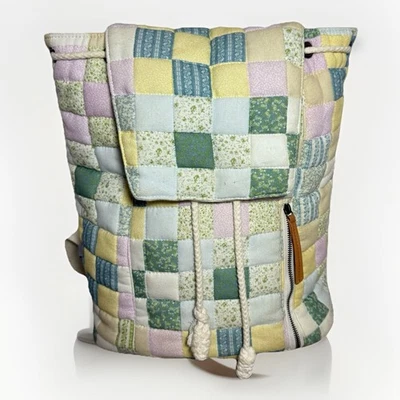 Universal Thread Goods Quilted Patchwork Backpack Cottagecore Drawstring Cream - Image 1 of 4