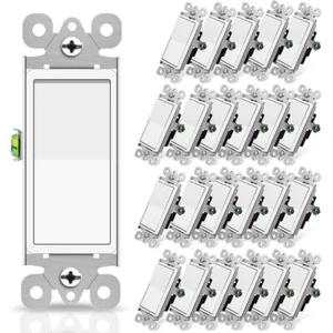 Wall Light Switch 15Amp 120/277 Volt Rocker Paddle Single Pole UL Listed 24 Pack - Picture 1 of 11