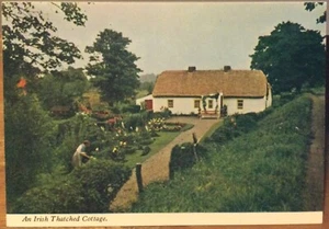 Postal irlandesa UNA CASA IRLANDESA CON TECHO DE PAJA Jardín tradicional Irlanda Penman 353 - Imagen 1 de 2