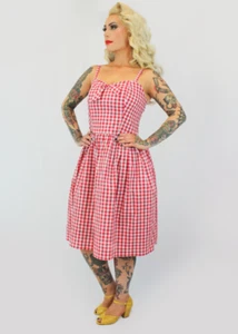 Red Gingham Dress with Adjustable Straps by Hemet - Picture 1 of 3
