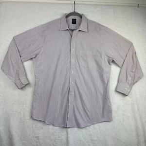 Brooks Brothers 1818 Mens Stripe Purple White Dress Shirt L 17.5"x34/35" No Iron - Picture 1 of 14