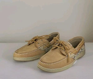 MAUI ISLAND JIFFY WOMENS 10W TAN LEATHER LEOPARD PRINT DRIVING SHOES (READ ALL) - Picture 1 of 22