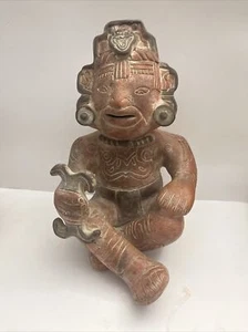 Mayan Aztec Inca Large Figurine Terracotta Clay Pottery Ceramic Vintage 13” - Picture 1 of 12