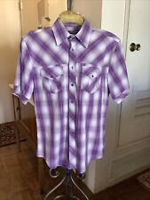 Dragonfly Men’s Shirt Purple Plaid Size M