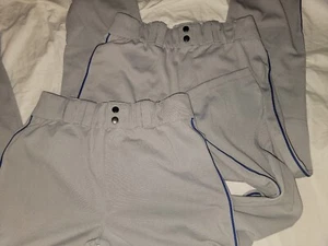 2 PAIR Evoshield ADULT General Relaxed Fit Baseball Pants LARGE GREY WTH BLUE - Picture 1 of 10