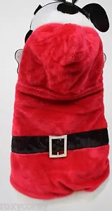 Weihnachten Hundeausrüstung rot weiß Weihnachtsmann Anzug mit Kapuze Haustier Hundemantel Größe Large 14,5" L - Bild 1 von 2