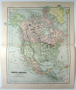 Nordamerika - Original Karte von 1882 von Phillips & Hunt. Antik - Bild 1 von 2