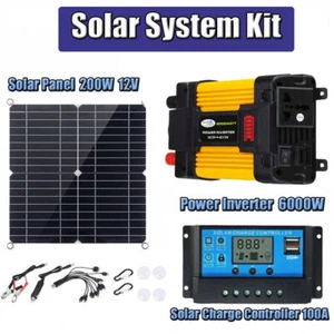 6000W Solarpanel Kit Solar Wechselrichter Generator 100A Zuhause 110V Netzsystem - Bild 1 von 17