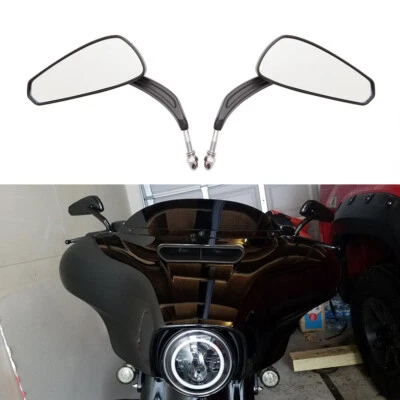 Espejos retrovisores laterales negros lágrima para motocicleta Harley Davidson Super Glide Foto 1 de 4