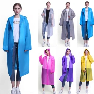 Unisex Adult Kids Raincoat Waterproof Rain Coat Hooded Jacket Poncho Rainwear - Picture 1 of 30