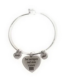 bracciale donna in acciaio con scritta frase amore famiglia - Foto 1 di 2