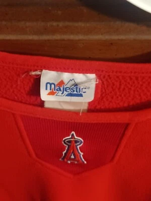 LA Angels Men's Pullover XXL Red Sweater Majestic Used With Hole On Sleeve Pic - Image 1 of 3