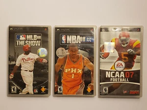 Original 3x Lot PSP NBA 08 NCAA 07 Football MLB 08 The Show Case & Game Manuals - Picture 1 of 3