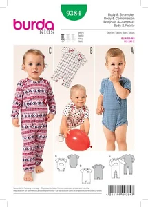 BURDA 9384 BABY BODYSUIT & JUMPSUIT Sewing Pattern Ages 1 Month - 2 Years EASY - Bild 1 von 3