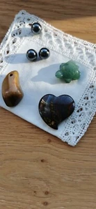 4 x Edelstein Anhänger Jade Schildkröte, Tigereisen Herz, Tigerauge, Hämatit Kug - Bild 1 von 14