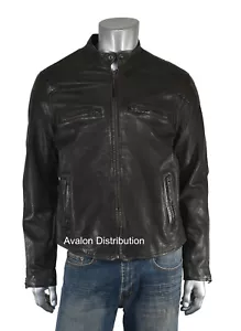 Polo Ralph Lauren Nero Effettivato Pelle Moto Biker Giacca Nuovo - Foto 1 di 4
