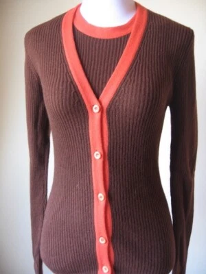 Chaleco y cárdigan Prada 100 % cachemir marrón y naranja talla 44 Foto 1 de 4