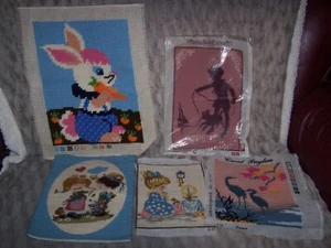 vintage completed soft wool rabbit tapestry + more - Picture 1 of 8