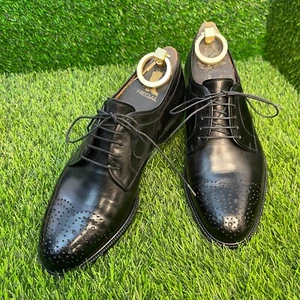Salvatore Ferragamo uomo nero brogue berretto punta derby taglia US7 UK6 stringato - Foto 1 di 11