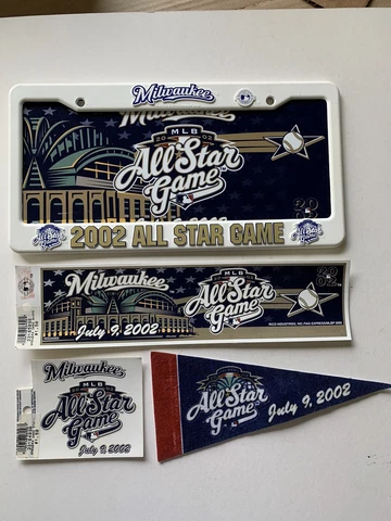 2002 Milwaukee All Star Game Bumper Sticker, Decal, Pennant,License Plate Holder Cover
