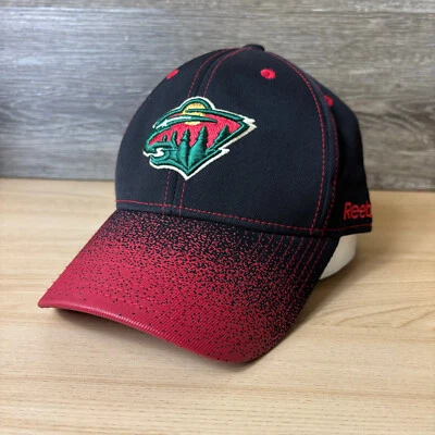 Gorra Minnesota Wild Hat ajustada S/M negra roja Reebok Face Off NHL hockey Foto 1 de 4
