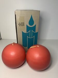PartyLite HOLLYBERRY Red BALL CANDLES 3" Original Box Q3620, NOS, Unused