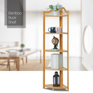 Bamboo[CORNER RACK] Bookcase Kitchen Storage Unit Organizer Patio Flower Shelves