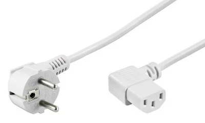 3m Netzkabel Stecker 90° Typ FCEE7/7 > Buchse 90° C13 Kaltgeräteanschluss weiß - Bild 1 von 3