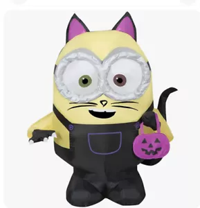 Gemmy Halloween Airblown Inflatable Minions Bob In Black Cat Costume 3.2’ - ft - Picture 1 of 2