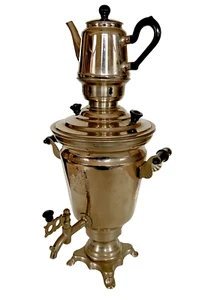 Samowar russischer Samovar mit Teekanne, Wasserkocher USSR 1980 - Bild 1 von 17