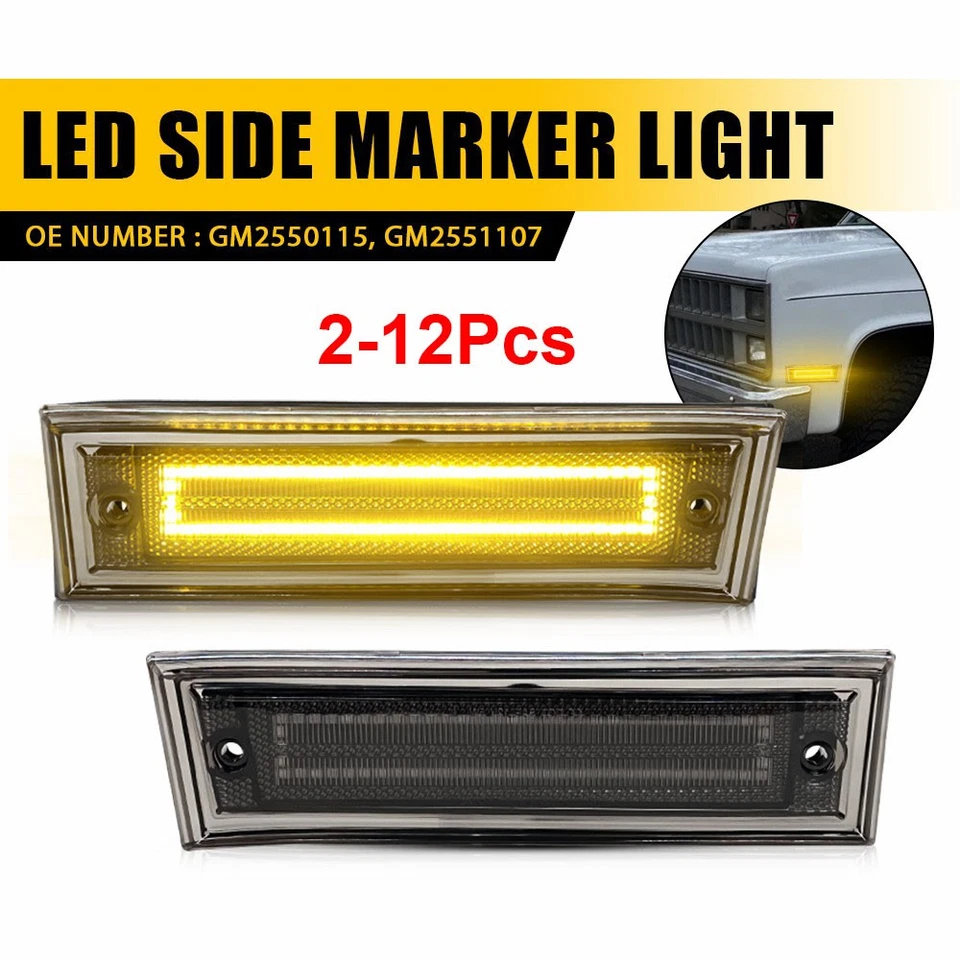 For 1987-91 GMC R1500 R2500 R3500 V1500 V2500 Amber LED Side Marker Lights 2-12X - Image 1 of 4