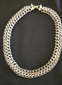 Vintage MONET Silver Tone Heavy Chain Link Choker Necklace. 15” - Picture 1 of 4