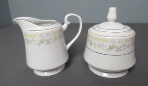 Tian Jin Ceramics Creamer & Sugar Bowl w/ Lid - Flowers - Fine China - j5 sb - Picture 1 of 18